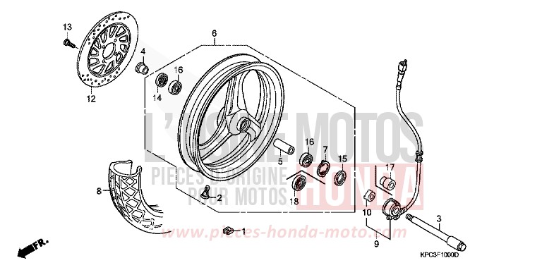 ROUE AVANT de Varadero 125 PENNANT RED METALLIC (R247) de 2001
